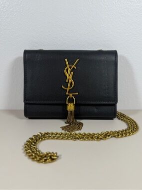 Designer inspired Black Leather Kate Tassel Shoulder Bag